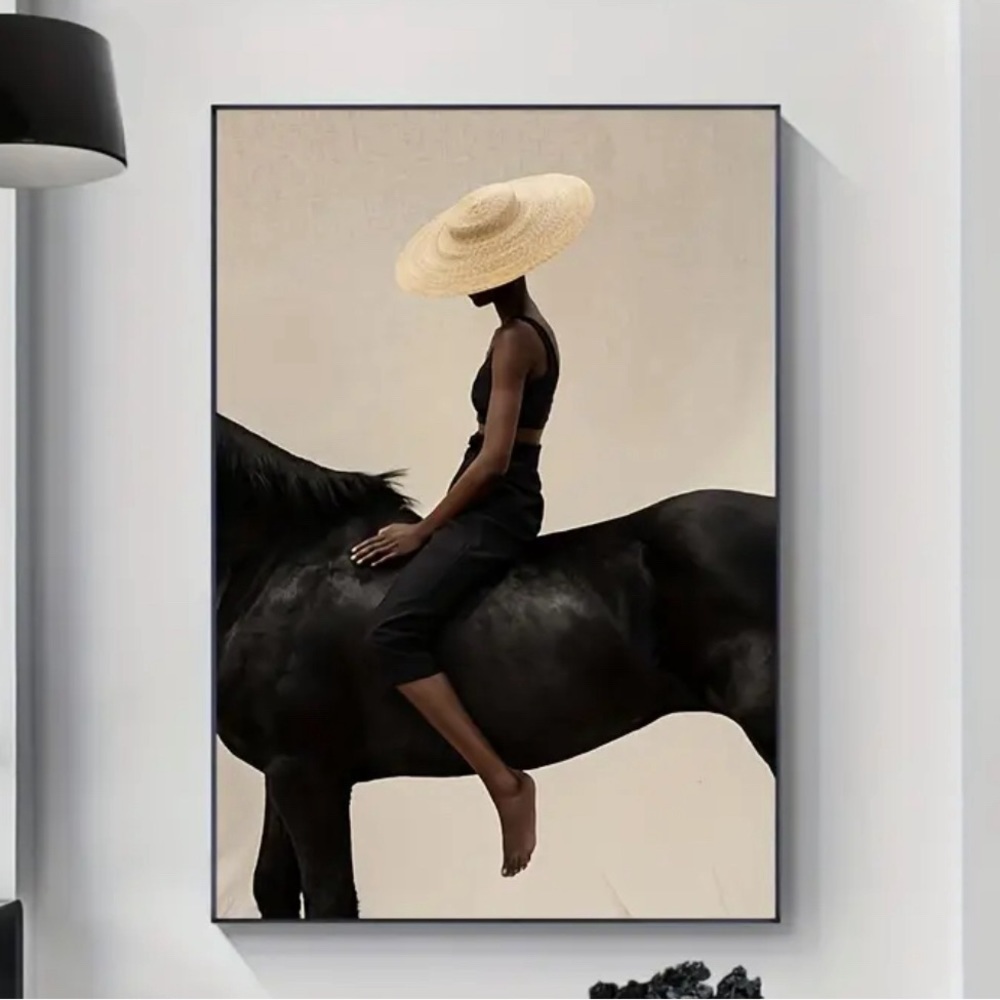 Stunning African American woman Elegant Equestrian Canvas unframed print